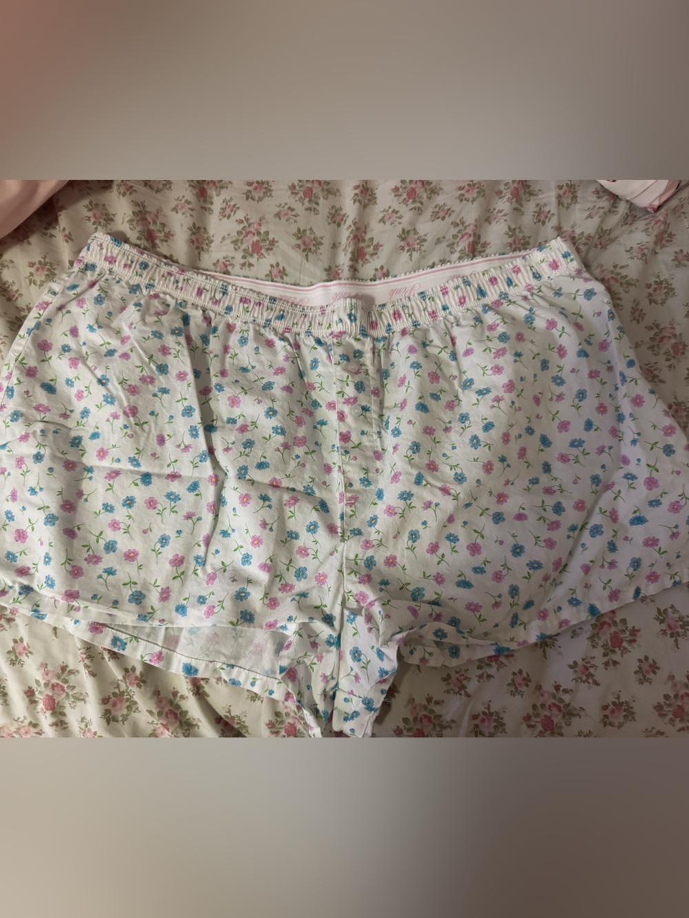 PINK Victoria's Secret White Floral Cotton Sleep Shorts
